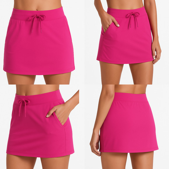 CRZ YOGA tennis mini Skirt:Pink Casual Drawstring Waist, Pockets nwt sz xxs-s - Picture 1 of 7